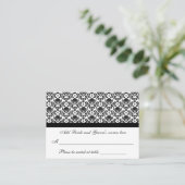 Damask White And Black Formal Seating Place Card (Standing Front)