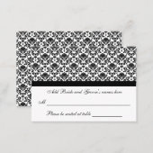 Damask White And Black Formal Seating Place Card (Front/Back)