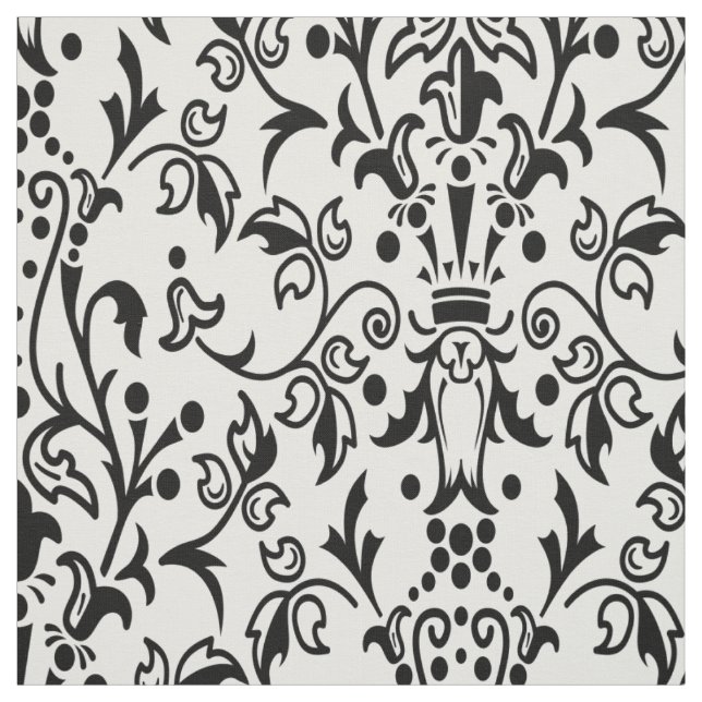 Damask White & Black Fabric (Swatch)