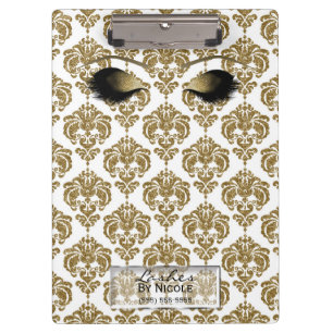 Damask White Gold Makeup Eyes Lashes Personalised Clipboard