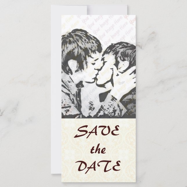 Damask White WEDDING Save-the-Date (Front)