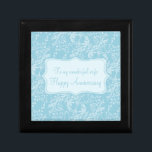 Damask wife anniversary gift box light blue<br><div class="desc">Pretty chic damask style keepsake gift box. Perfect to showcase a extra special gift for your wife on an anniversary or other special occasion. Gift box reads: "To my wonderful Wife Happy Anniversary",  or can be customised with your own words. Exclusive design by Sarah Trett.</div>