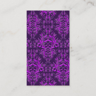 Damask Wildflowers, Embossed Metal in Purple Business Card