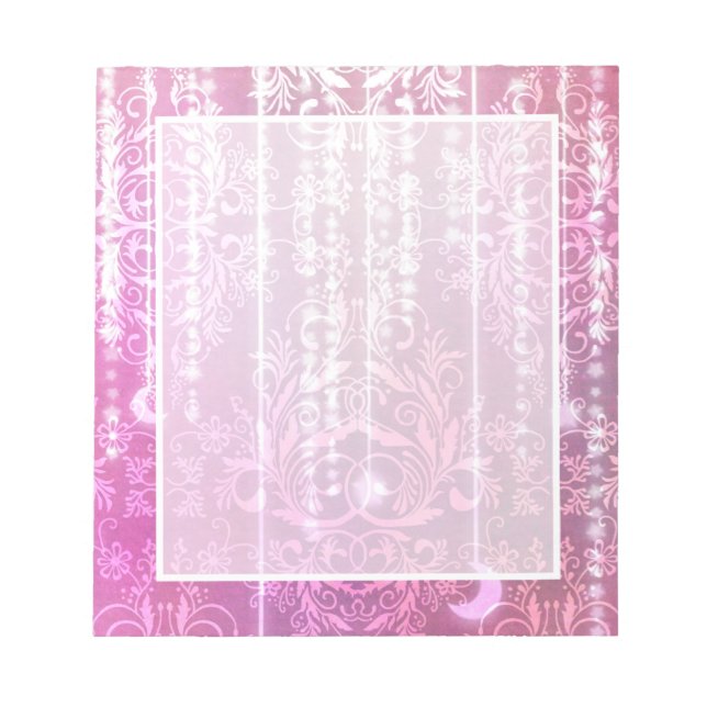 Damask Wildflowers, MADAM VALESKA in Pink Notepad (Front)