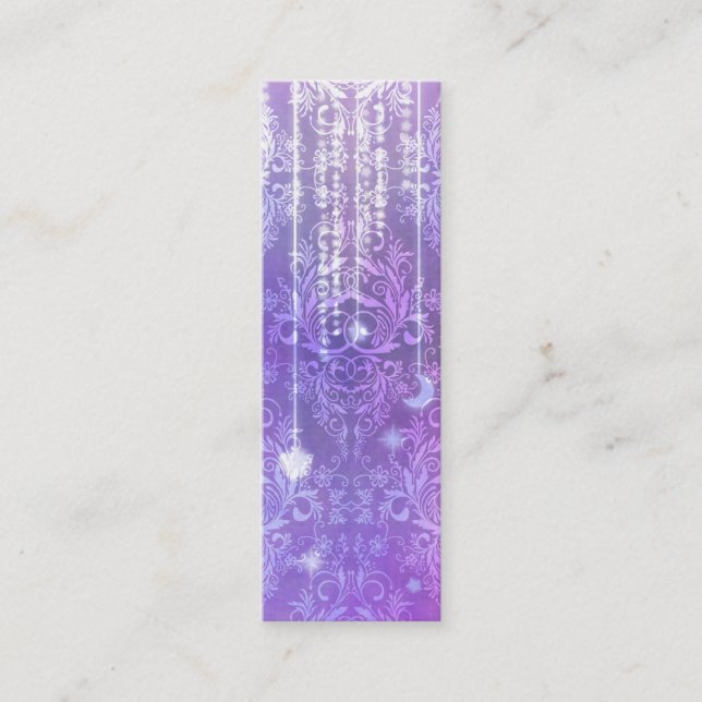 Damask Wildflowers, MADAM VALESKA in Purple Mini Business Card (Front)