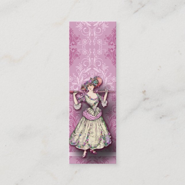 Damask Wildflowers, MARIE ROSETTE Mini Business Card (Front)