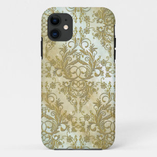 Damask Wildflowers, Morning Stars in Gold Case-Mate iPhone Case