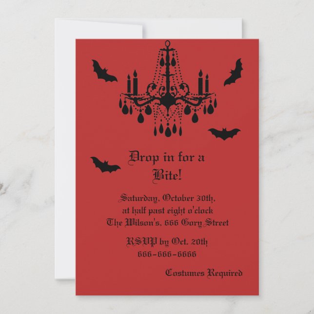 Damask with Bats Halloween Invitation (Front)