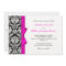 Damask With Hot Pink Bow Wedding Invitation
