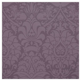 Damask with Lions, Aubergine Fabric