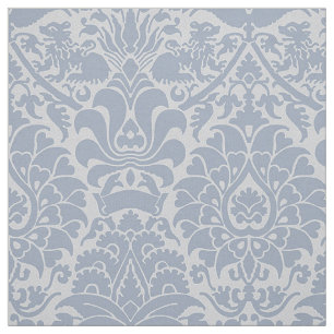 Damask with Lions, Cloudy Blue Fabric