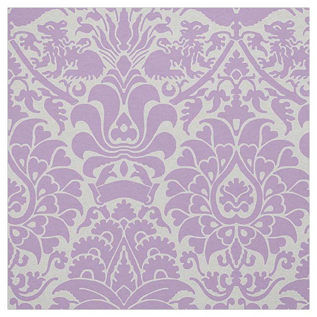 Damask with Lions, Lavender Fabric (Swatch)