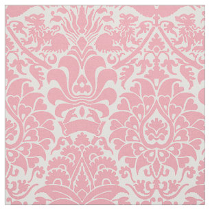 Damask with Lions, Rose Pink Fabric