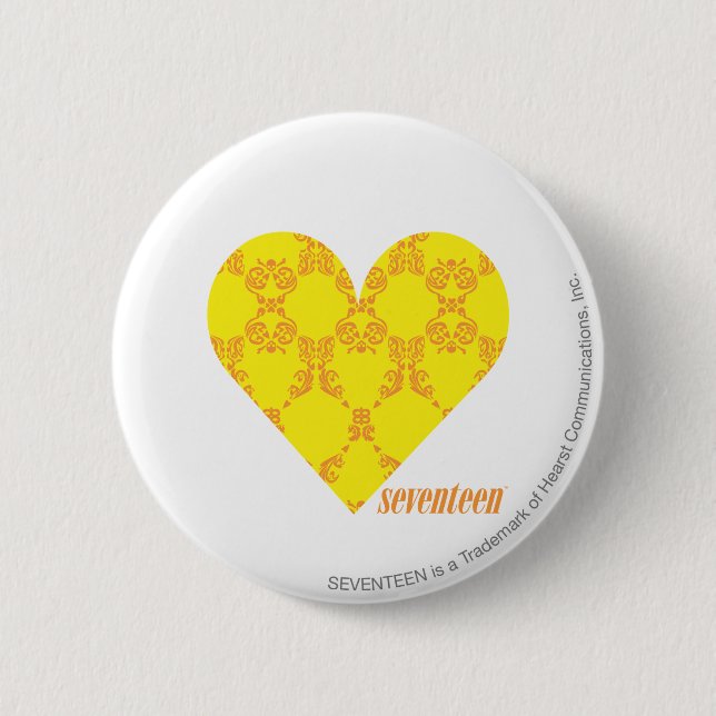 Damask Yellow-Orange 4 6 Cm Round Badge (Front)