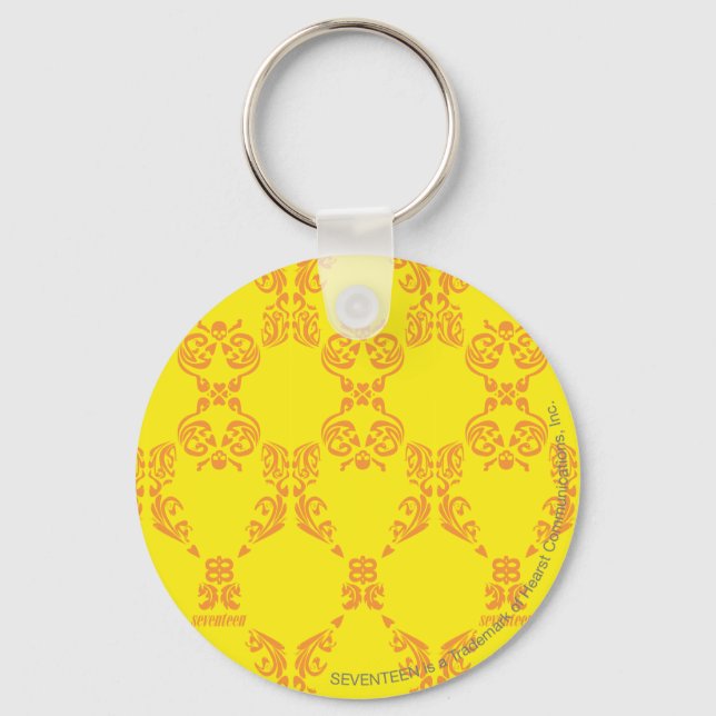 Damask Yellow-Orange Key Ring (Front)