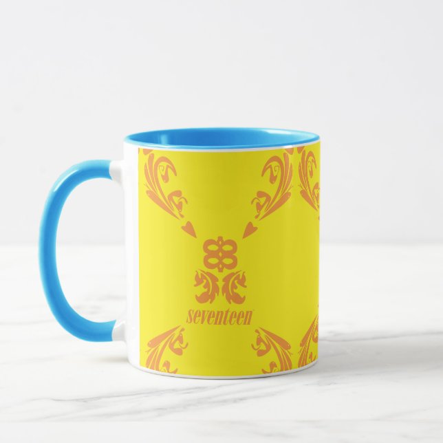 Damask Yellow-Orange Mug (Left)