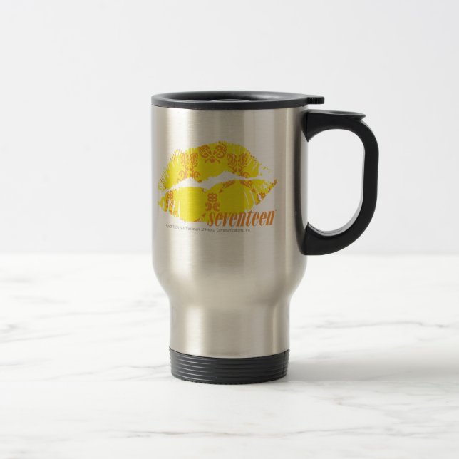 Damask Yellow-Orange Travel Mug (Right)