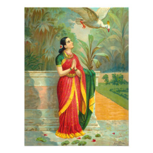 Damayanti and the Swan by Raja Ravi Varma Photo Print