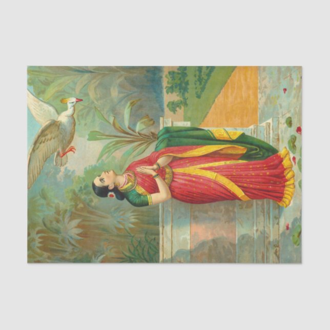Damayanti and the Swan by Raja Ravi Varma Tissue Paper (Front)