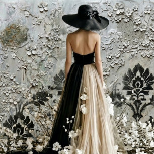 Dame en Noir Damask vertical  Wrapping Paper Sheet