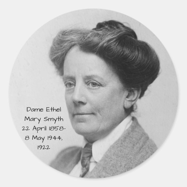 Dame Ethel Mary Smyth, 1922 Classic Round Sticker (Front)