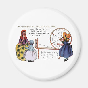 Dame Fortune's Lucky Spinning Wheel New Year Magnet