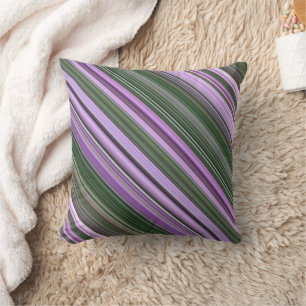 Dame's Rockets Purple and Green Stripe Cushion