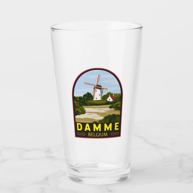 Damme Belgium Retro Travel Art Vintage Glass (Front)