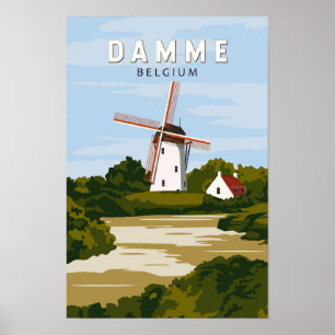 Damme Belgium Retro Travel Art Vintage Poster