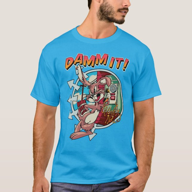 “Damn It!” Punk Rock Bunny Retro - Blink 182 T-Shirt (Front)