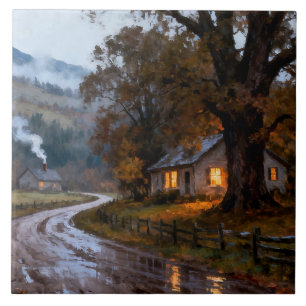 Damp Autumn Evening, Cosy House Tile