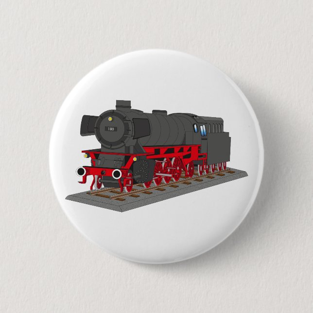 Dampflokomotive 6 Cm Round Badge (Front)