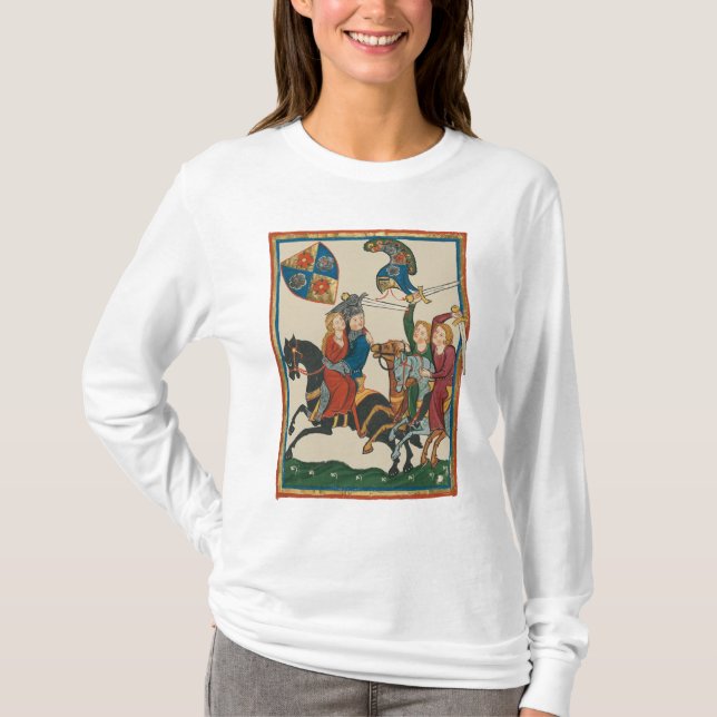 Damsel In Distress, 14th Century Mediaeval Art T-Shirt (Front)