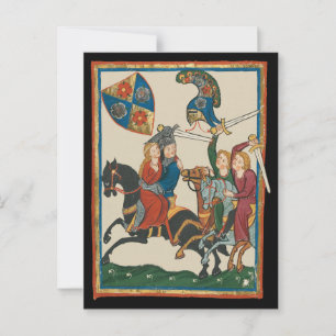 Damsel In Distress, 14th Century Medieval Art Postcard