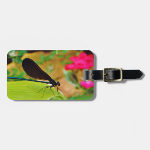 Damselfly and Rose Luggage Tag