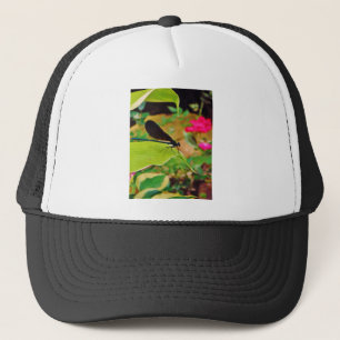 Damselfly and Rose Trucker Hat