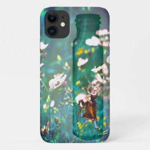 Damselfly woman in a bottle in a field of gilia Case-Mate iPhone case