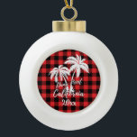 Dana Point California Beach Palm Tree Red Plaid Ceramic Ball Christmas Ornament<br><div class="desc">Dana Point California Beach Palm Tree Red Plaid Ornament</div>
