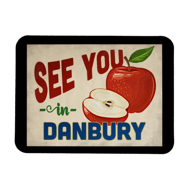 Danbury Connecticut Apple - Vintage Travel Magnet (Horizontal)