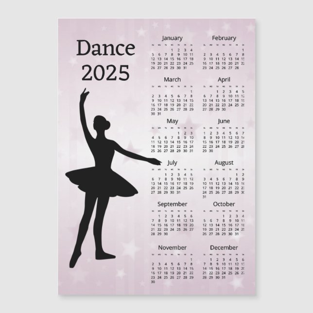 Dance 2025 Calendar Magnetic Card (Front)