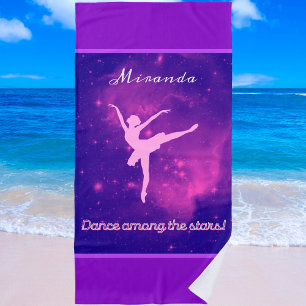 Dance Among The Stars Ballerina Galaxy  Beach Towel