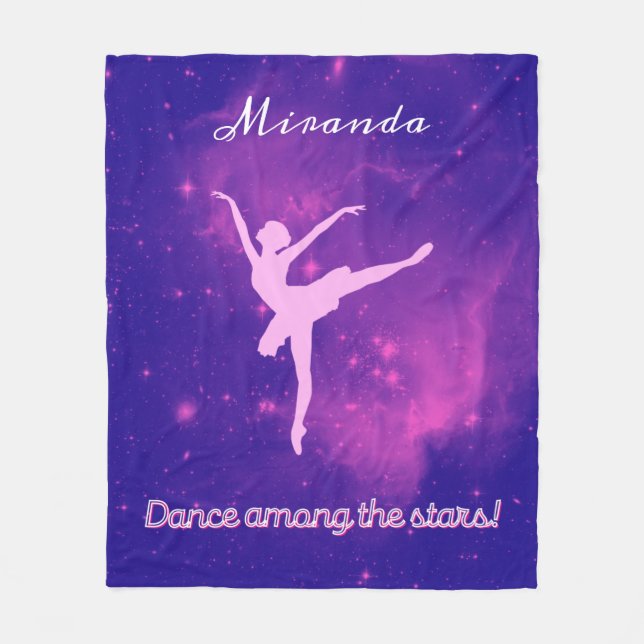 Dance Among The Stars Ballerina Galaxy  Fleece Blanket (Front)