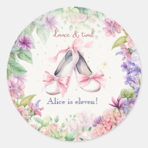 dance and twirl ballerina birthday classic round sticker