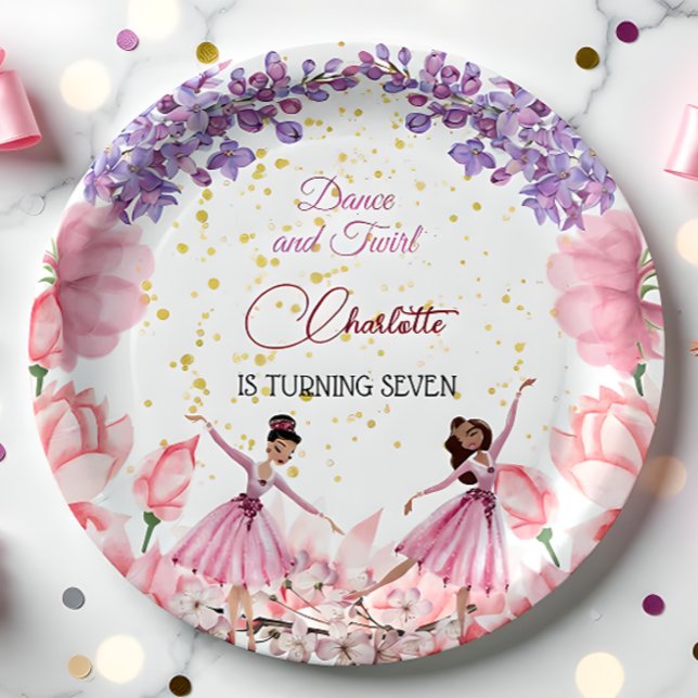 Dance and twirl ballerina birthday paper plate (Creator Uploaded)