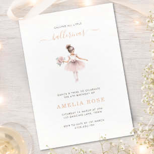 Dance and Twirl Ballerina Birthday Simple Elegant  Invitation