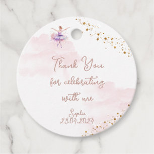 Dance and twirl ballerina birthday thank you favour tags