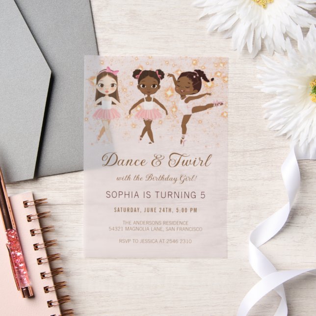 Dance and Twirl Ballet Birthday Vellum Invitations (Wedding)