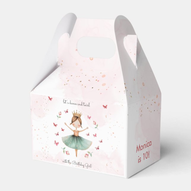 Dance and twirl cute ballerina ballet kid birthday favour box (Front Side)