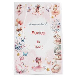 Dance and twirl cute ballerina ballet kid birthday medium gift bag