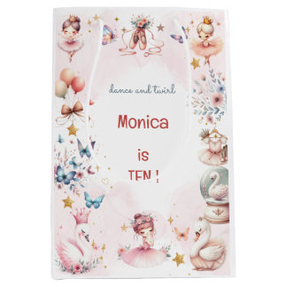 Dance and twirl cute ballerina ballet kid birthday medium gift bag